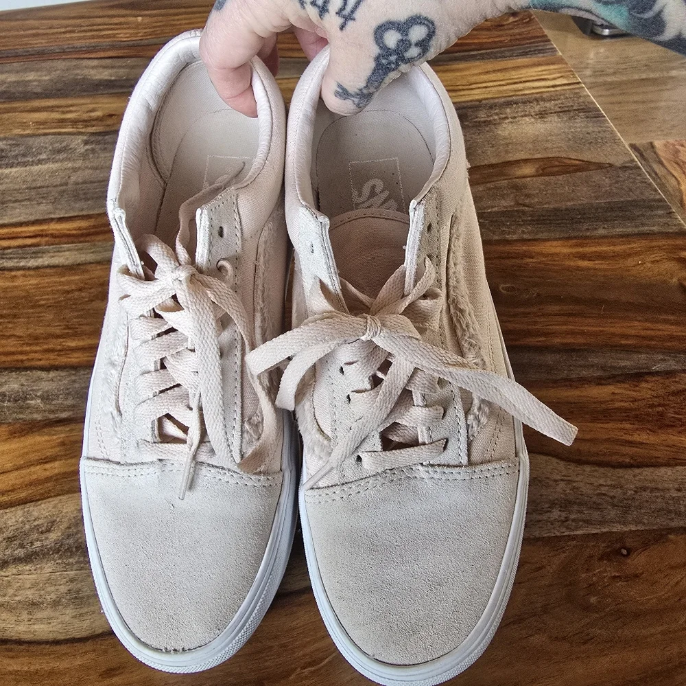 Women's Pastel Light Pink Nude Platform Laced Vans Stacked - Picture 3 of 8